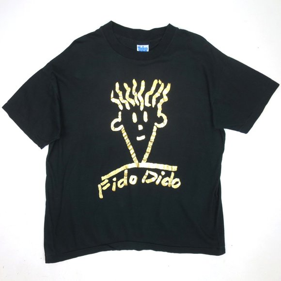 Vintage 90s Fido Dido Gold Foil Graphic Tee - Picture 1 of 9